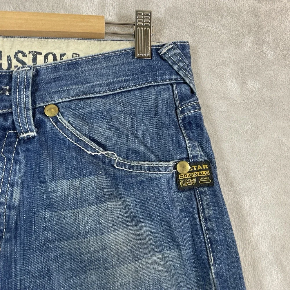 G-Star Raw Blue Jeans Core Custom Mens 32x30 Y2K VTG Distressed Stash Pocket